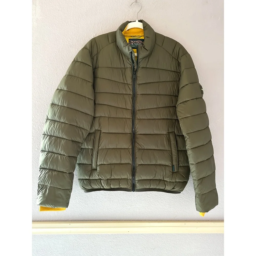 Scotch & Soda Mens Puffer Olive Green Repreve‎ Jacket Gorpcore Size M